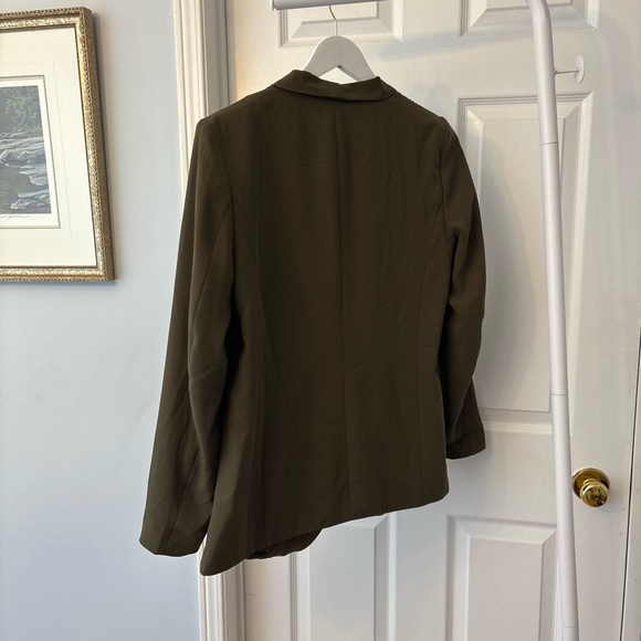 H&M Olive Green Open Front Lined Blazer Size 8 - Picture 8 of 9